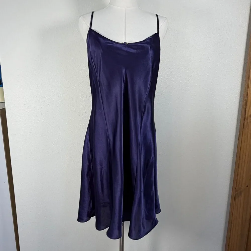 Vintage Sophia by Delicates Large Purple Satin Nightgown Long Chemise Lingerie